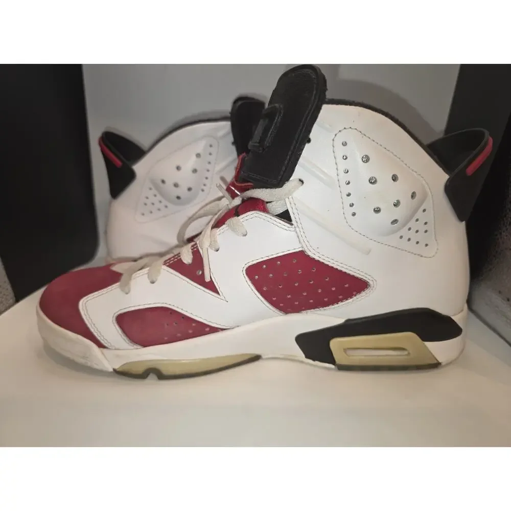 Air Jordan 6 Retro Carmine 2014 Size 9.5 White Red 384664-160 Men's Shoes